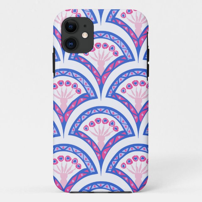 Coques Case-Mate iPhone motif damassé floral bleu (Dos)