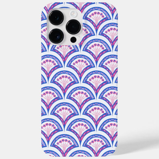 Coques Case-Mate iPhone motif damassé floral bleu (Verso)