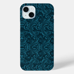 Coque Case-Mate iPhone Motif damassé floral sarcelle foncé