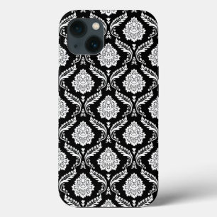 Case-Mate iPhone Case Motif Damassé Rococo Blanc sur Fond Noir
