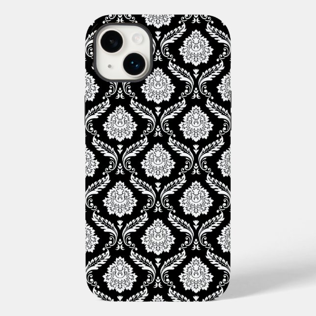 Coques Case-Mate iPhone Motif Damassé Rococo Blanc sur Fond Noir  (Verso)
