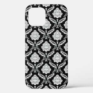 Case-Mate iPhone Case Motif Damassé Rococo Blanc sur Fond Noir