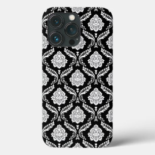 Case-Mate iPhone Case Motif Damassé Rococo Blanc sur Fond Noir