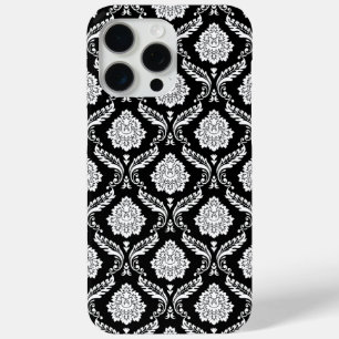 Coque Case-Mate iPhone Motif Damassé Rococo Blanc sur Fond Noir