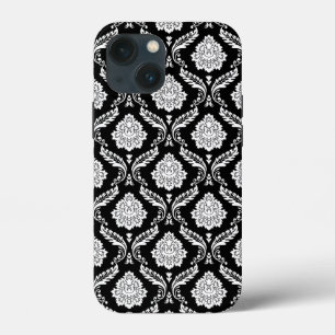 Case-Mate iPhone Case Motif Damassé Rococo Blanc sur Fond Noir