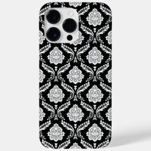 Coque Case-Mate iPhone Motif Damassé Rococo Blanc sur Noir