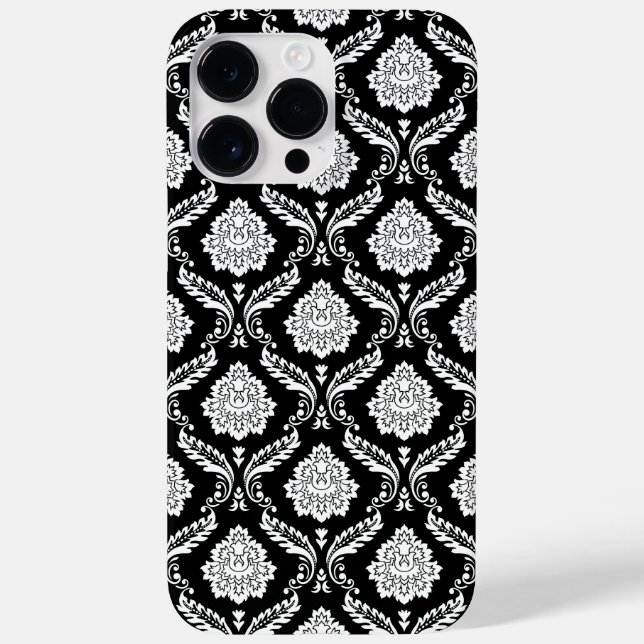 Coques Case-Mate iPhone Motif Damassé Rococo Blanc sur Noir  (Verso)