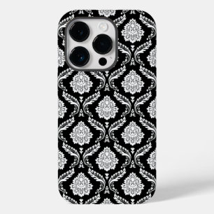 Coque Case-Mate iPhone Motif Damassé Rococo Blanc sur Noir