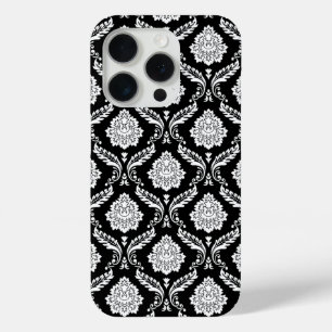 Coque Case-Mate iPhone Motif Damassé Rococo Blanc sur Noir
