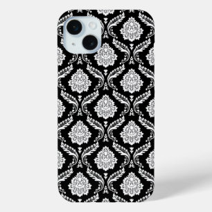 Coque Case-Mate iPhone Motif Damassé Rococo Blanc sur Noir