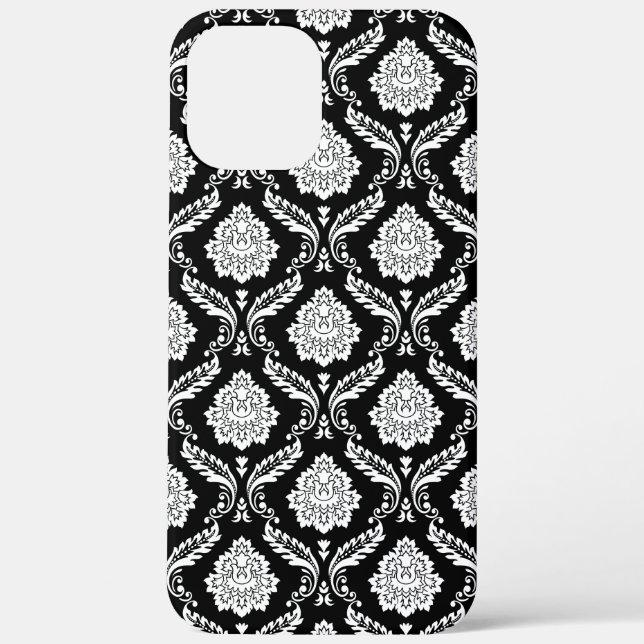 Coques Case-Mate iPhone Motif Damassé Rococo Blanc sur Noir  (Verso)