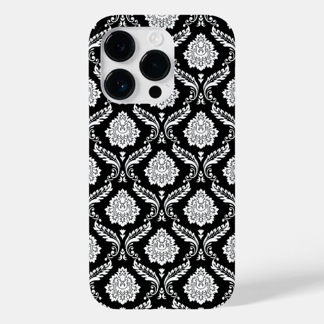 Coques Case-Mate iPhone Motif Damassé Rococo Blanc sur Noir  (Verso)