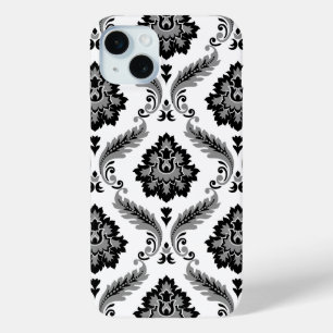 Coque Case-Mate iPhone Motif Damassé Rococo Gris Noir Blanc