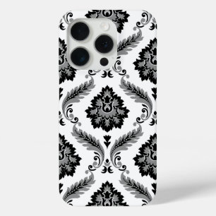Coque Case-Mate iPhone Motif Damassé Rococo Gris Noir Blanc