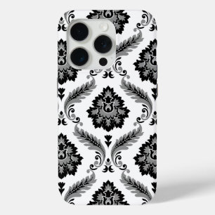 Coque Case-Mate iPhone Motif Damassé Rococo Gris Noir Blanc