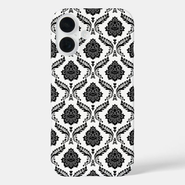 Coques Case-Mate iPhone Motif Damassé Rococo Noir sur Blanc (Verso)
