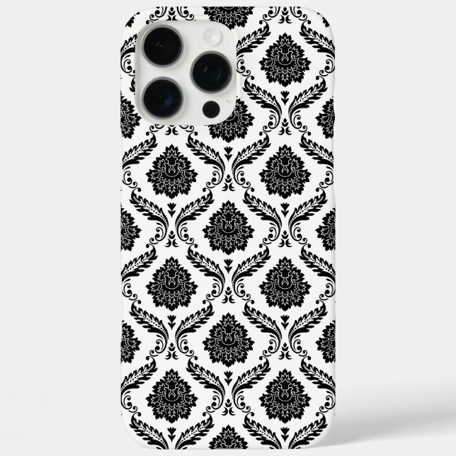 Coques Case-Mate iPhone Motif Damassé Rococo Noir sur Blanc (Verso)