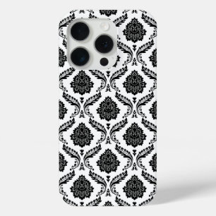 Coque Case-Mate iPhone Motif Damassé Rococo Noir sur Blanc