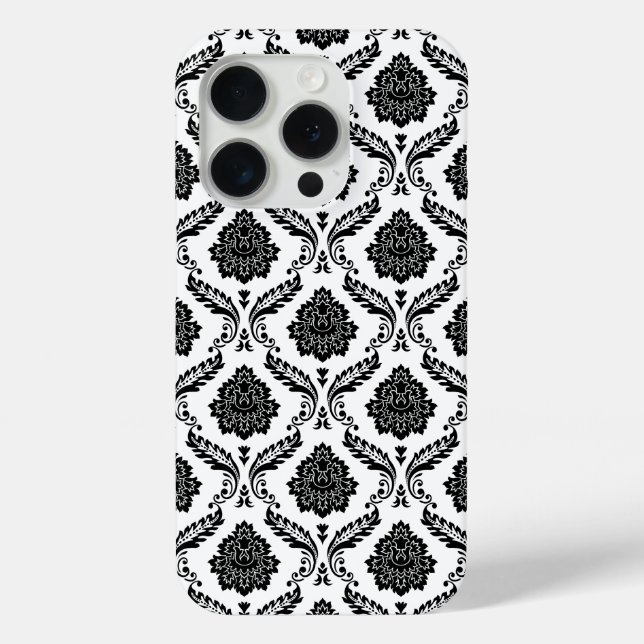 Coques Case-Mate iPhone Motif Damassé Rococo Noir sur Blanc (Verso)