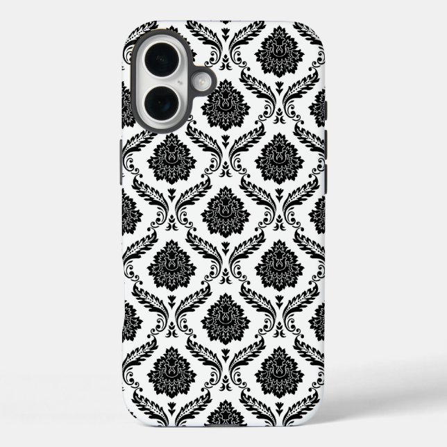 Coques Case-Mate iPhone Motif Damassé Rococo Noir sur Blanc (Verso)