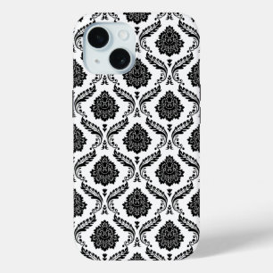 Coque Case-Mate iPhone Motif Damassé Rococo Noir sur Blanc