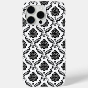 Coque Case-Mate iPhone Motif Damassé Rococo Noir sur Blanc