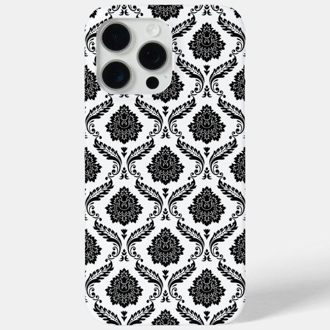 Coques Case-Mate iPhone Motif Damassé Rococo Noir sur Blanc (Verso)