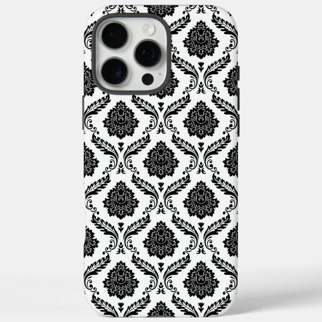 Coques Case-Mate iPhone Motif Damassé Rococo Noir sur Blanc (Verso)