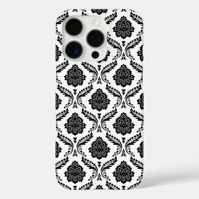 Coques Case-Mate iPhone Motif Damassé Rococo Noir sur Blanc (Verso)