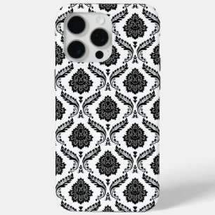 Coque Case-Mate iPhone Motif Damassé Rococo Noir sur Blanc