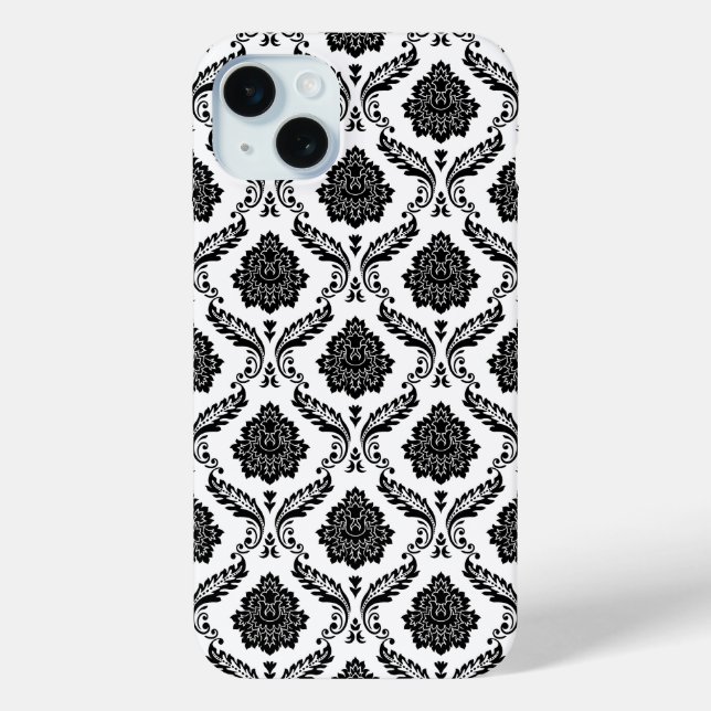 Coques Case-Mate iPhone Motif Damassé Rococo Noir sur Fond Blanc (Verso)