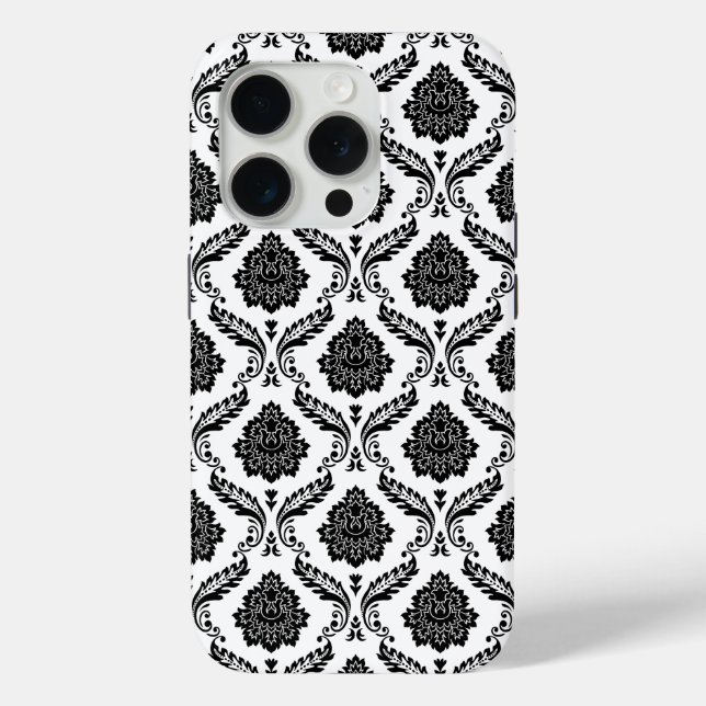 Coques Case-Mate iPhone Motif Damassé Rococo Noir sur Fond Blanc (Verso)