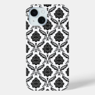 Coque Case-Mate iPhone Motif Damassé Rococo Noir sur Fond Blanc