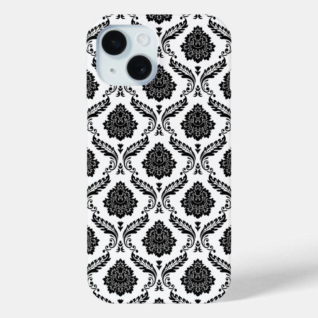Coques Case-Mate iPhone Motif Damassé Rococo Noir sur Fond Blanc (Verso)