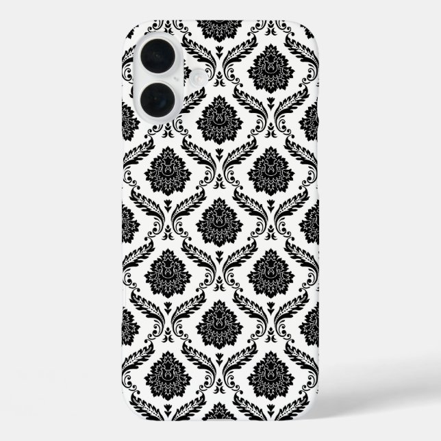 Coques Case-Mate iPhone Motif Damassé Rococo Noir sur Fond Blanc (Verso)
