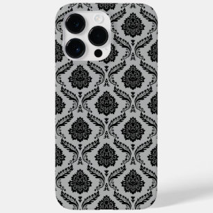Coque Case-Mate iPhone Motif Damassé Rococo Noir sur Gris