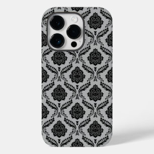 Coque Case-Mate iPhone Motif Damassé Rococo Noir sur Gris
