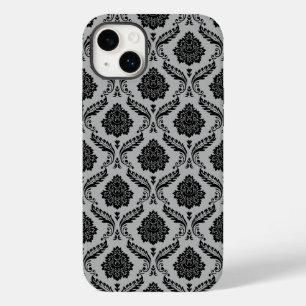 Coque Case-Mate iPhone Motif Damassé Rococo Noir sur Gris