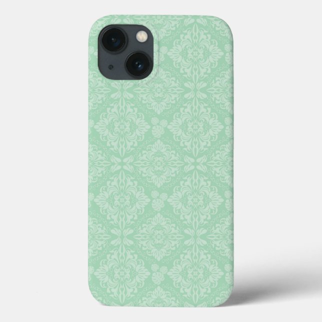 Coques Case-Mate iPhone Motif damassé vert (Verso)