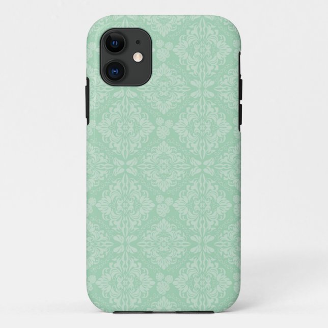 Coques Case-Mate iPhone Motif damassé vert (Dos)