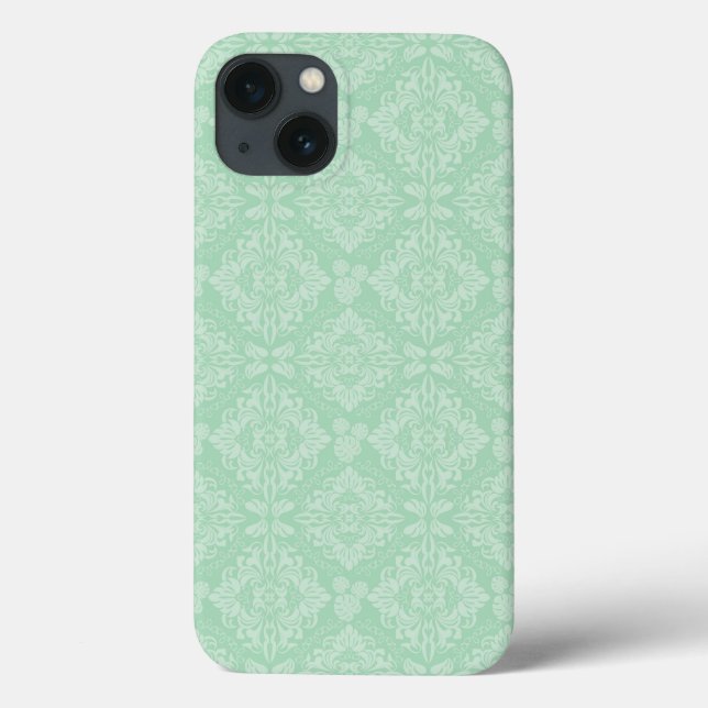 Coques Case-Mate iPhone Motif damassé vert (Verso)