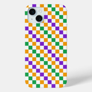 Coque Case-Mate iPhone Motif damier diagonal Mardi gras