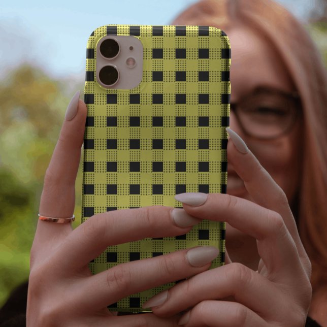 Coques Case-Mate iPhone Motif damier noir et jaune élégant (Créateur téléchargé)