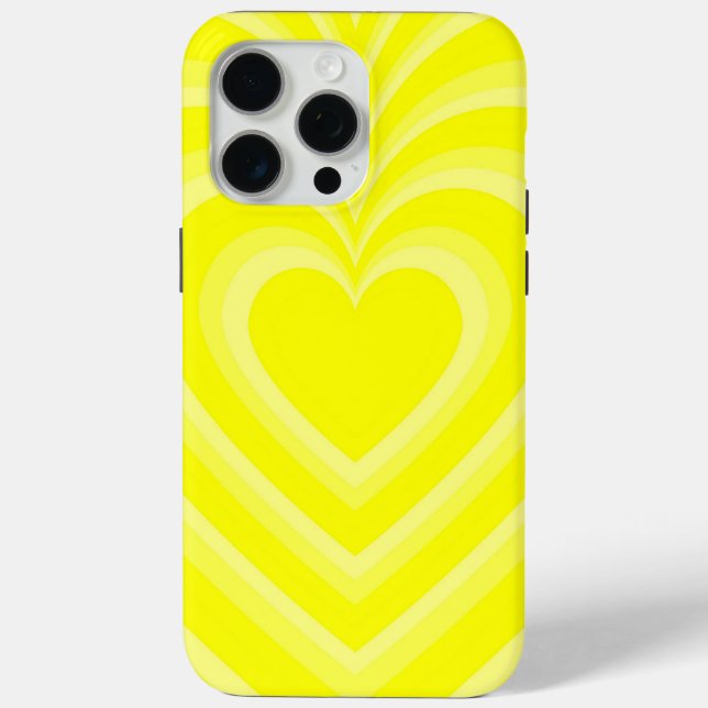 Coques Case-Mate iPhone Motif d'amour du coeur hypnotique jaune néon (Verso)