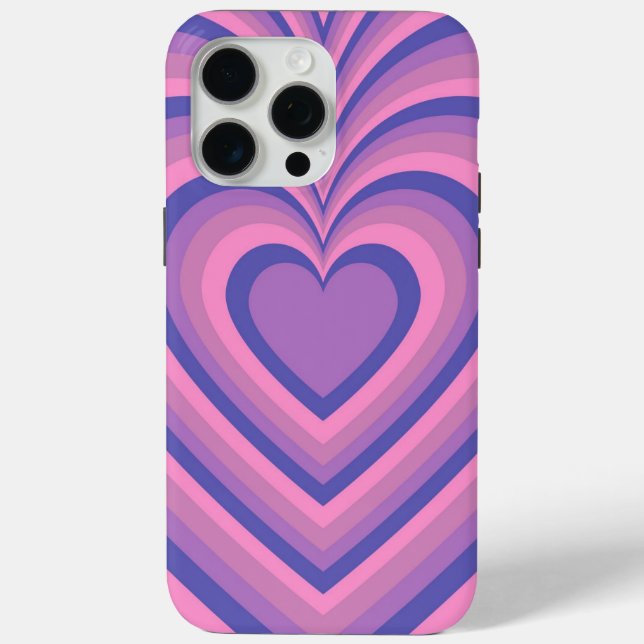 Coques Case-Mate iPhone Motif d'amour du coeur hypnotique violet (Verso)