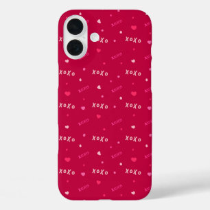 Coque Pour iPhone 16 Plus "Motif d'amour XOXO avec des cœurs et des points