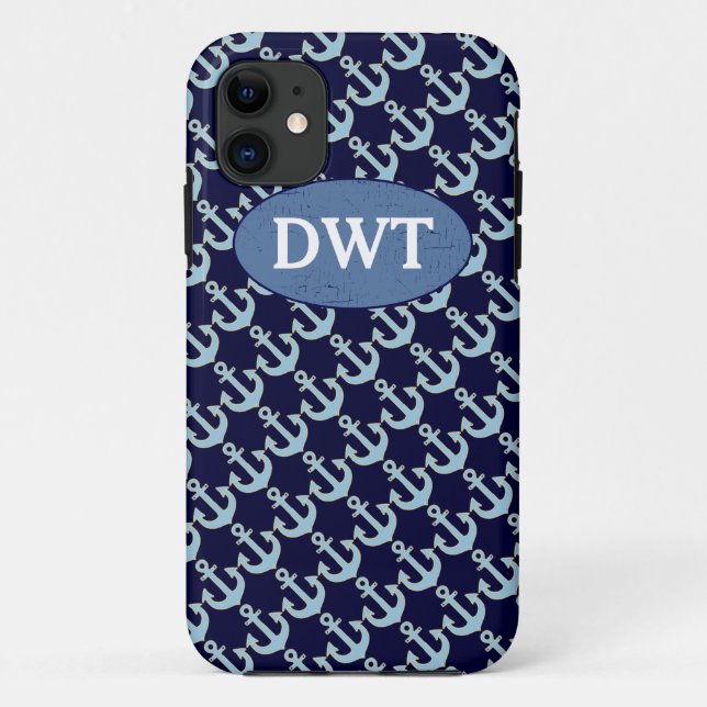 Coques Case-Mate iPhone motif d'ancrages bleus personnalisé (Dos)