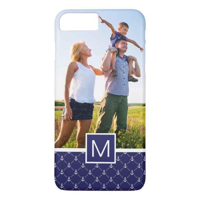 Coques Case-Mate iPhone Motif d'Ancre photo et monogramme personnalisé (Dos)