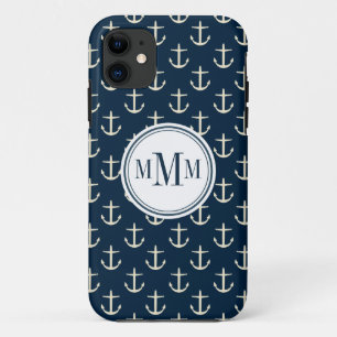 Coque iPhone 11 Motif d'Ancre Trio Monogram