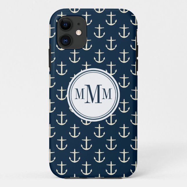 Coques Case-Mate iPhone Motif d'Ancre Trio Monogram (Dos)